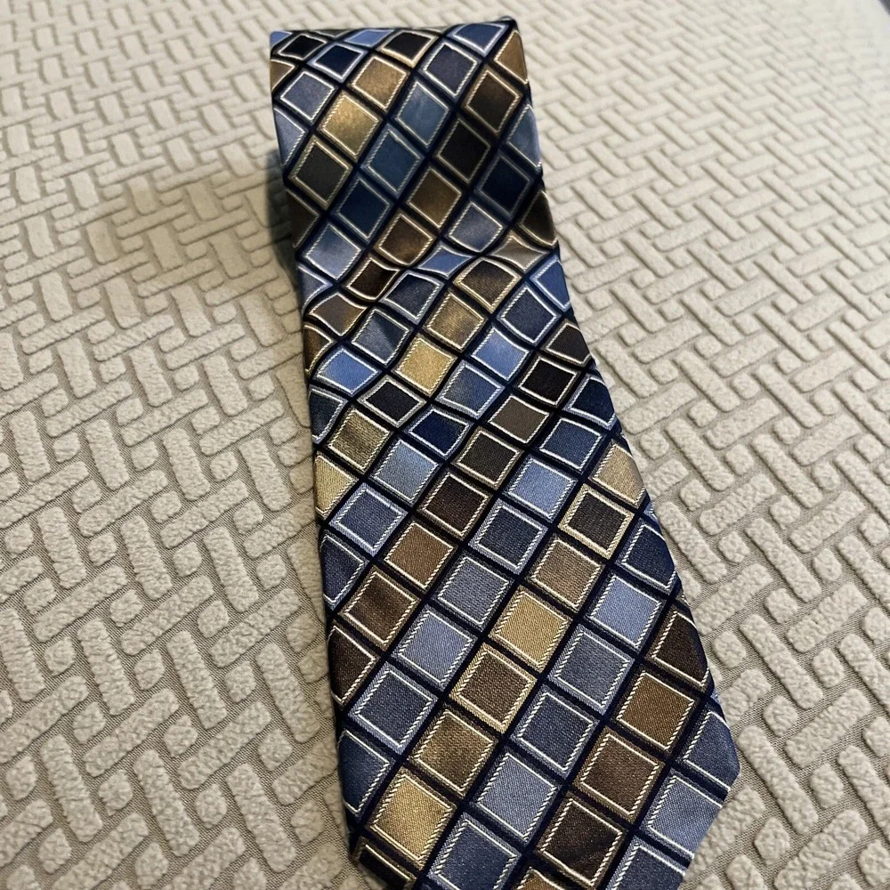 BARDELLI ROMA Necktie BLUE/GOLD 100% Silk 60
